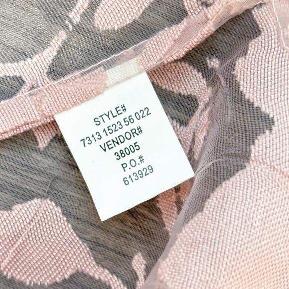 Pale Pink Sheer Floral Mother of Pearl‎ Shell Button Blouse Women's M 3/4 Sleeve - Picture 6 of 7